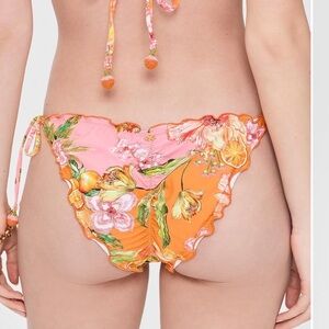 PQ Swim Embroidered Lettuce Trim Bikini Bottom, size Large